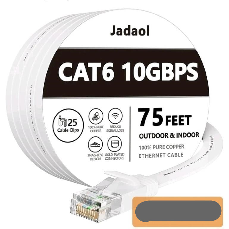 Cat6 Ethernet Cable 75 ft, Outdoor