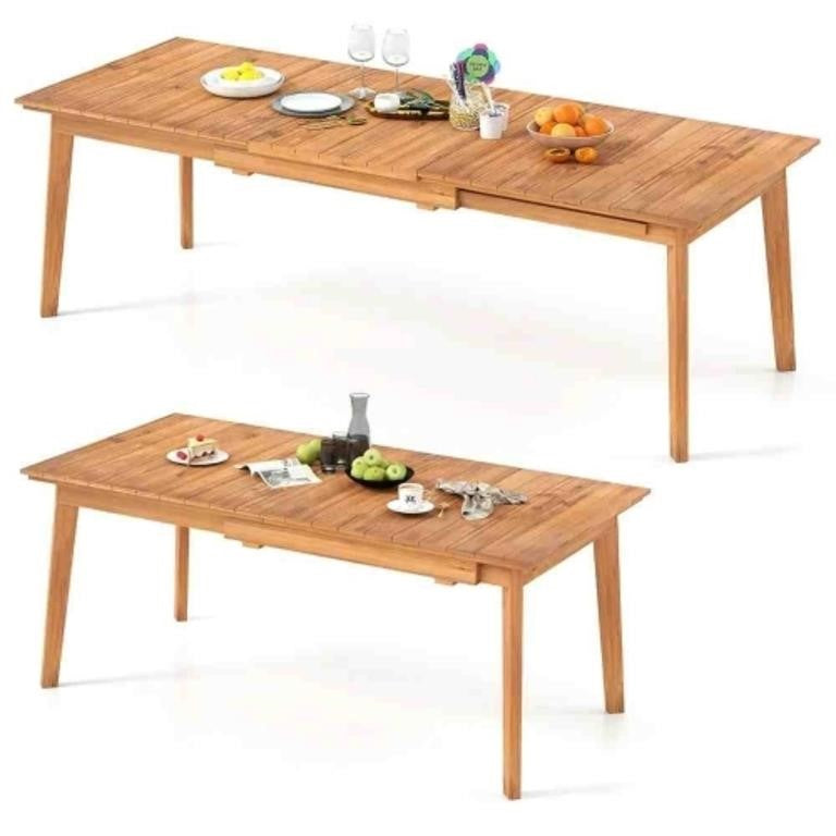 Tangkula Patio Extendable Dining Table for 6-8
