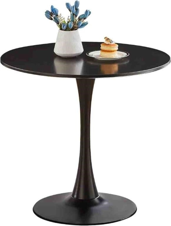 Round Dining Table Black Faux Marble Kitc