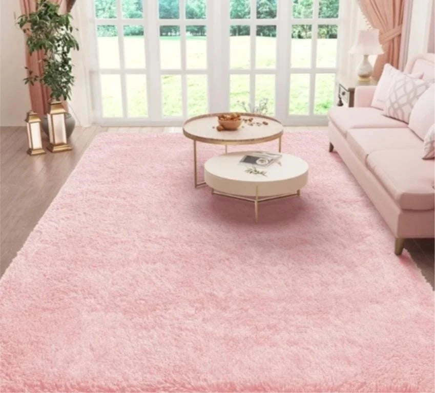 Rugs for Living Room Large Fluffy Shag Fuzzy Plush Soft Living Room Area Rugs, Floor Shaggy Carpets for Bedroom, Carpet, 3x9ft Pink