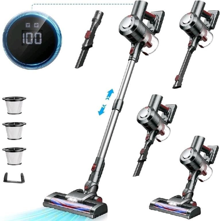 Cordless Vacuum Cleaner: 450W 38K Pa with LED