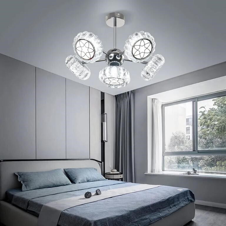 Crystal 6 Light Chandelier Flush Mount Pendant (65