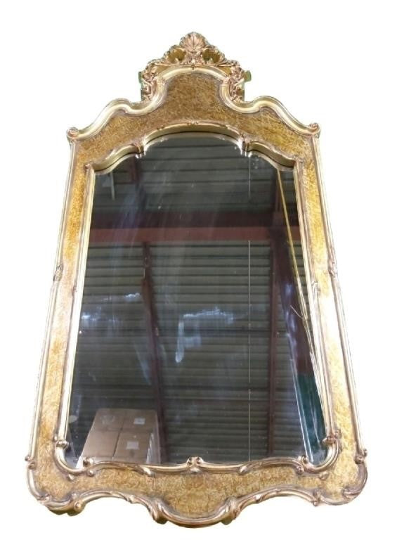 Antique Wood Framed Gold Beveled wall Mirror,
