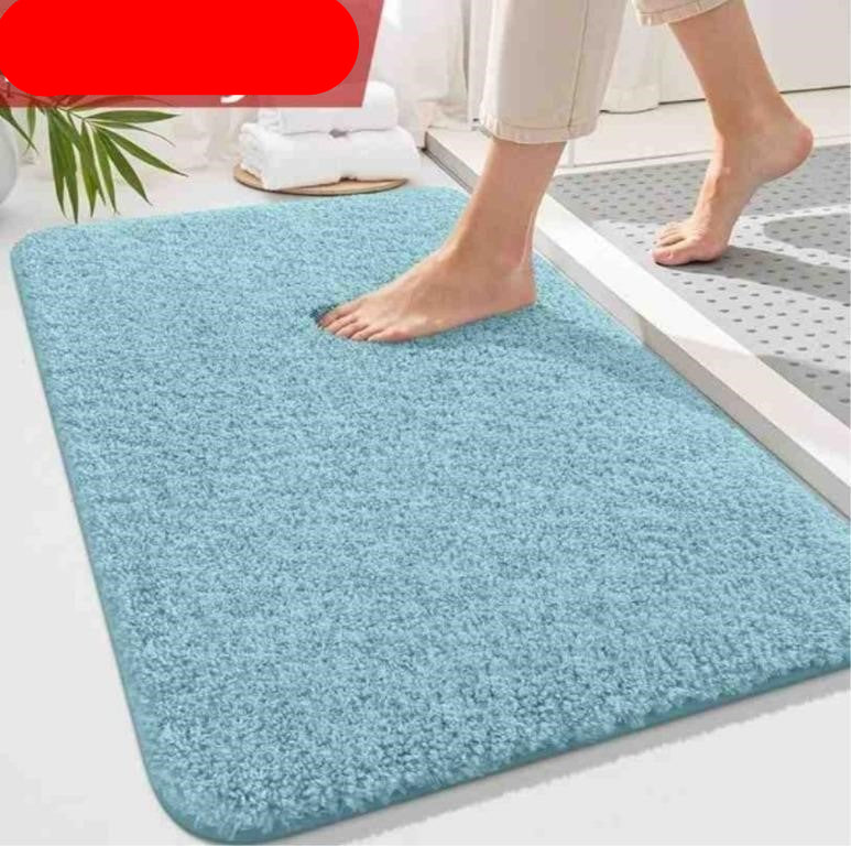 OLANLY Soft Microfiber Bath Mat, 16x24, Light Blue