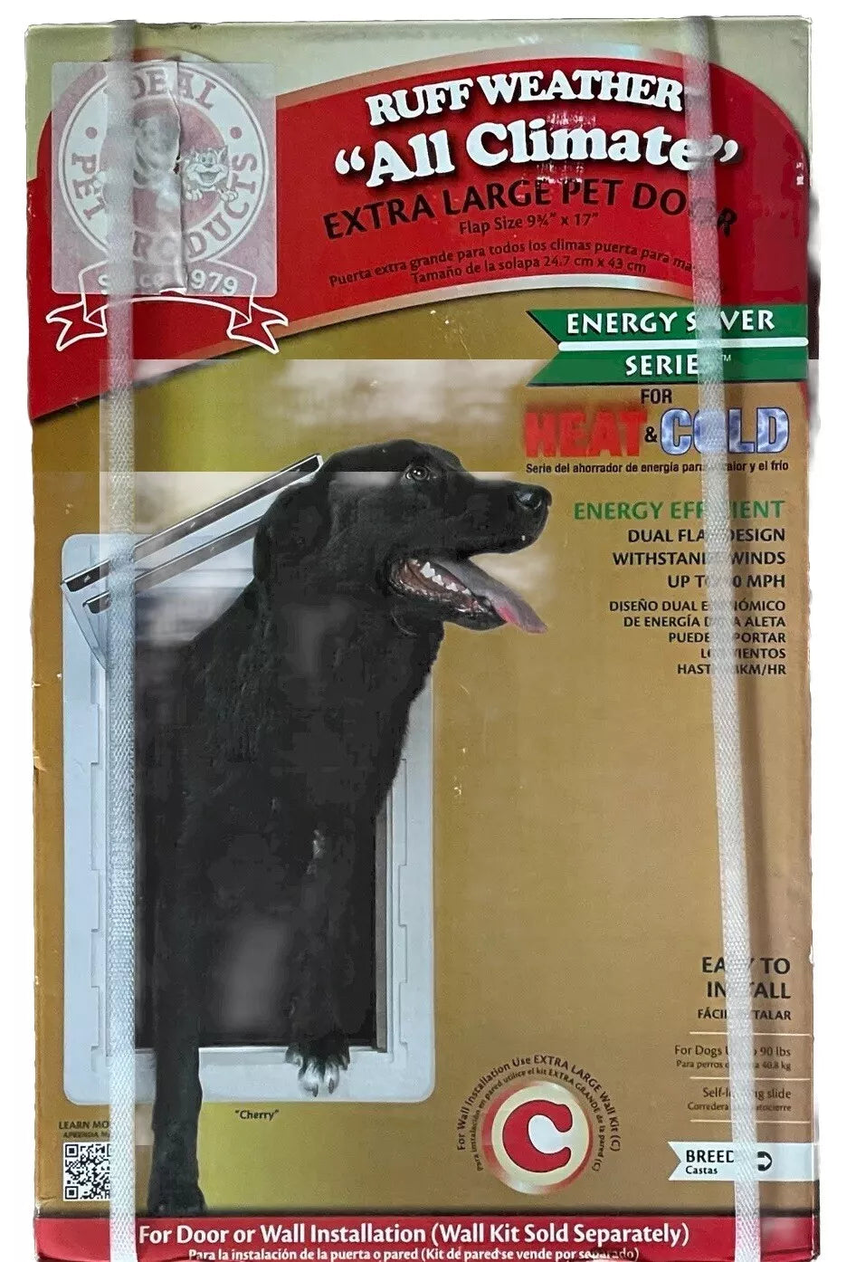 Ideal Pet All Climate Ruff Weather Extra Large Dog Pet Door Energy Saver Frame