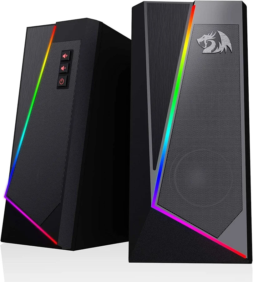 Redragon Anvil RGB Desktop Speakers, 2.0 Channel PC Computer, 3.5mm Cable,Black, #GS520,