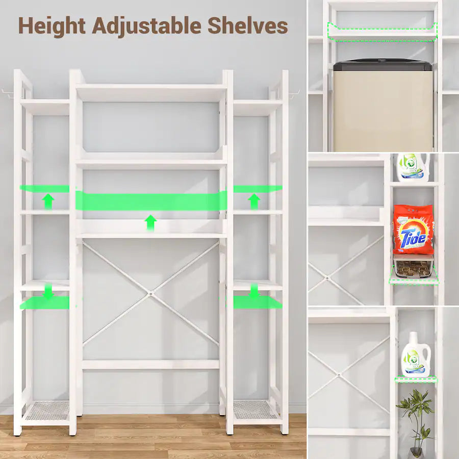 Toilet Storage Rack, Bathroom Organizer, 11-Tier White. Aheaplus Model: BBY-MTJ-3C2CBJ-W.