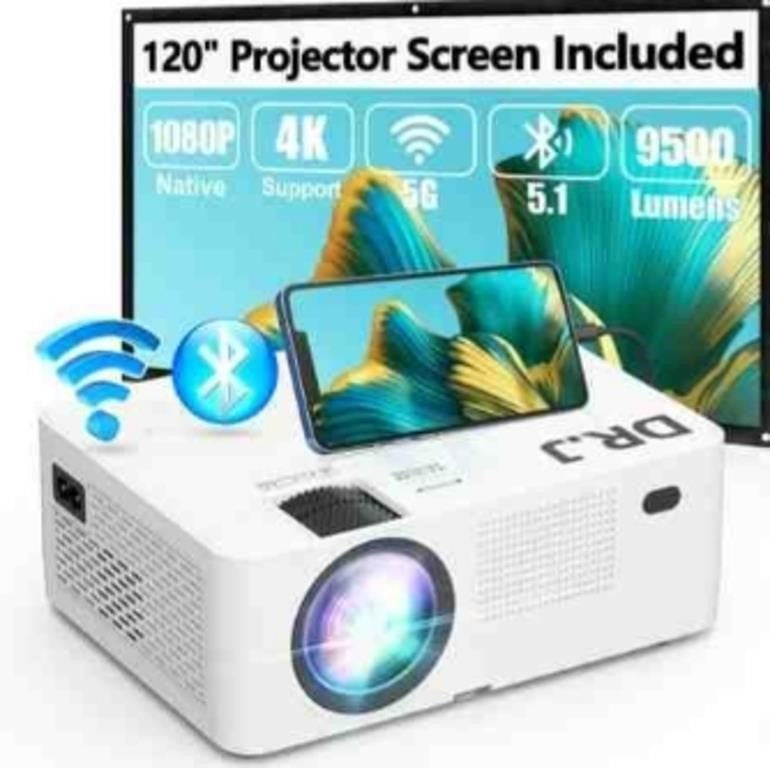 DR.J PT-06 Portable 1080p WiFi Movie Projector for up to 170 inch Screen