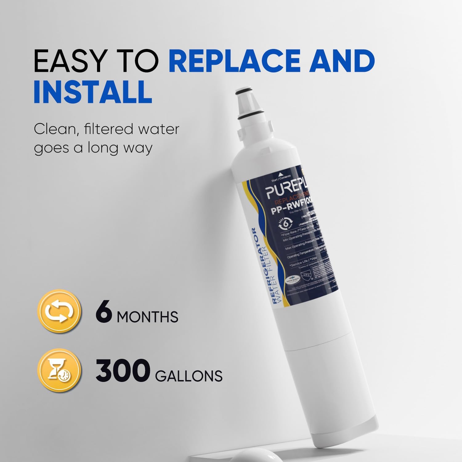 PUREPLUS 5231JA2006A NSF/ANSI 401, 53, 42 & NSF P473 Certified Refrigerator Water Filter
