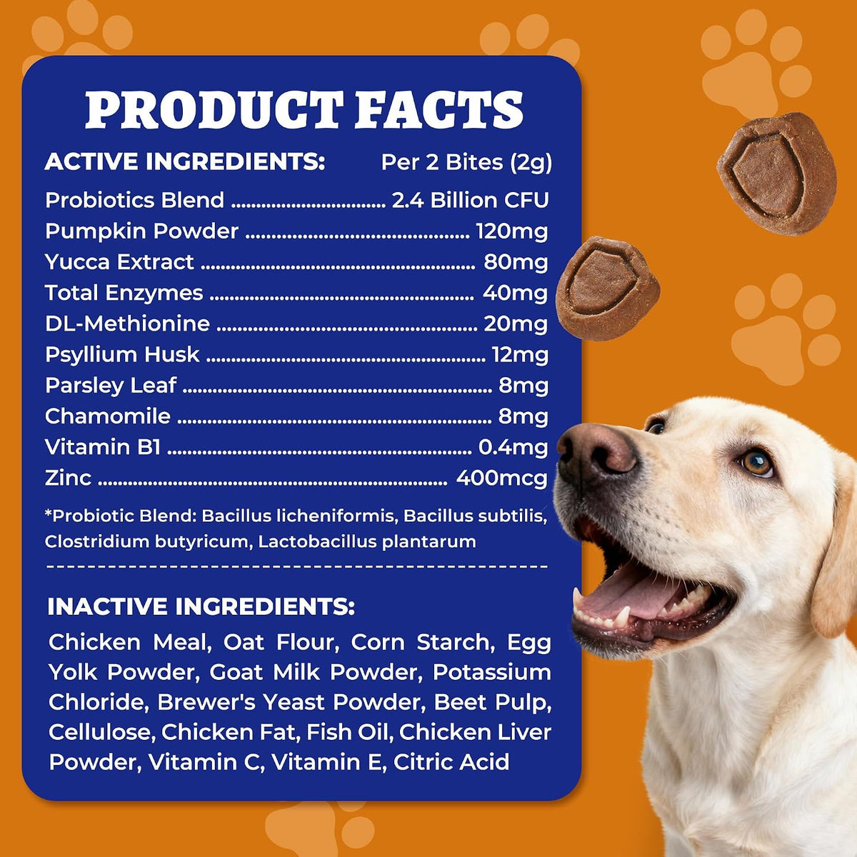 Wellix 260 Bites No Poo Chews for Dogs - Chicken & Pumpkin Flavor (1300 PCS Total)