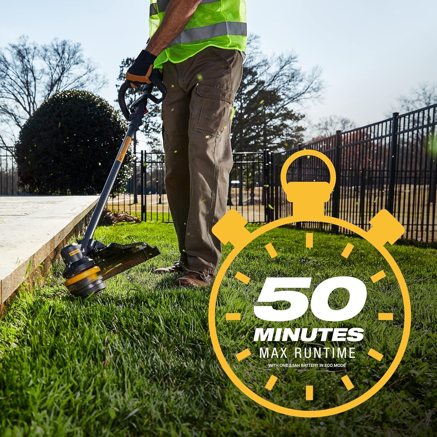 CAT 60V Cordless Grass Trimmer, DG610, 15" Cut Path, Black/Yellow