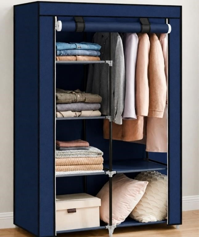 SONGMICS Portable Closet, Wardrobe Closet Organizer, Dark Blue URYG084102