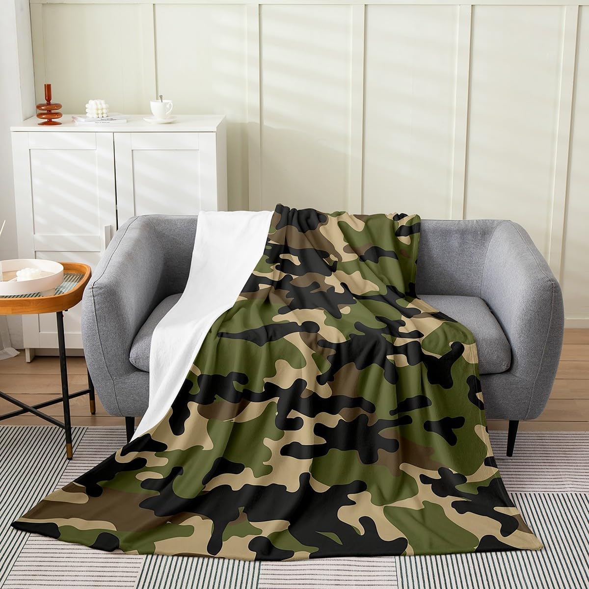 Erosebridal Green Camouflage Blanket 40x50 Lightweight Militarily