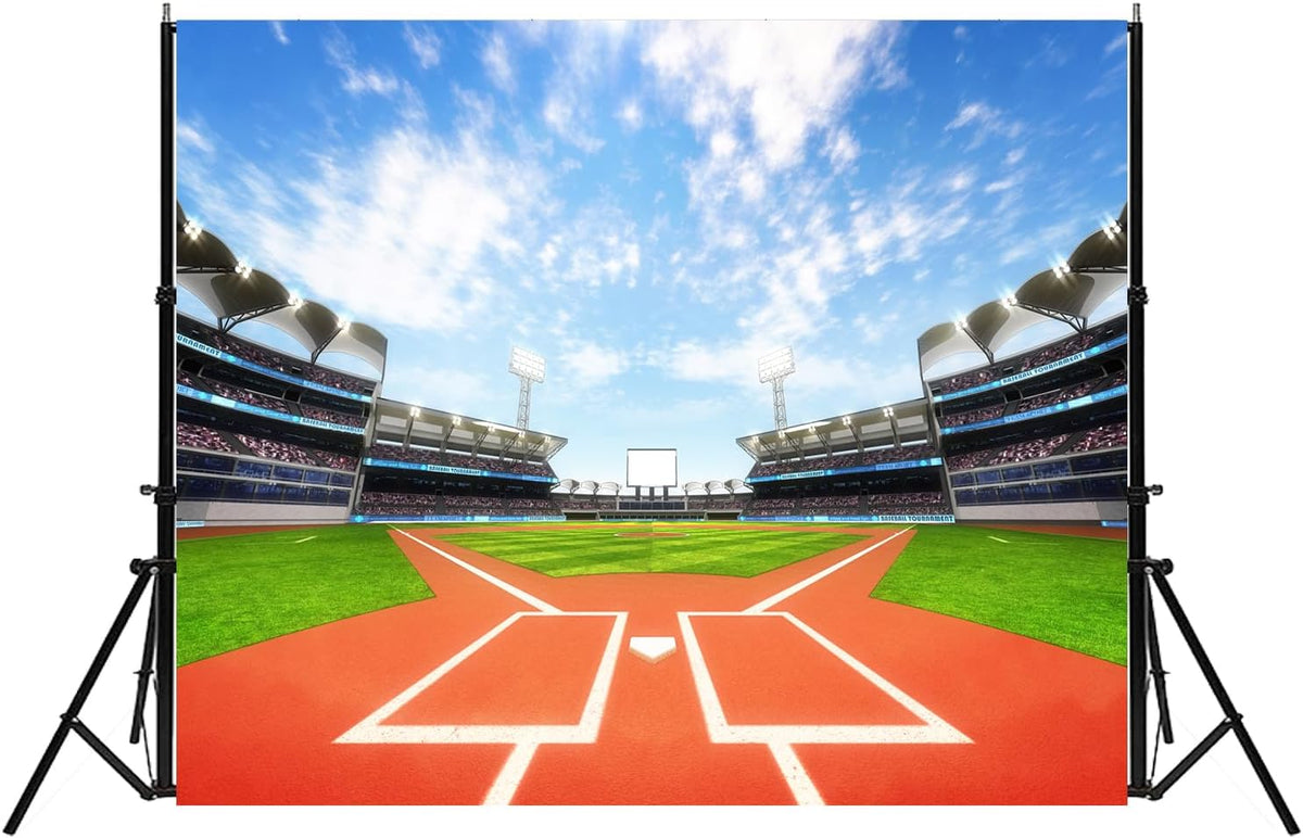 Fmarui Baseball Field Backdrop, Background Decoration Banner, 10x8FT