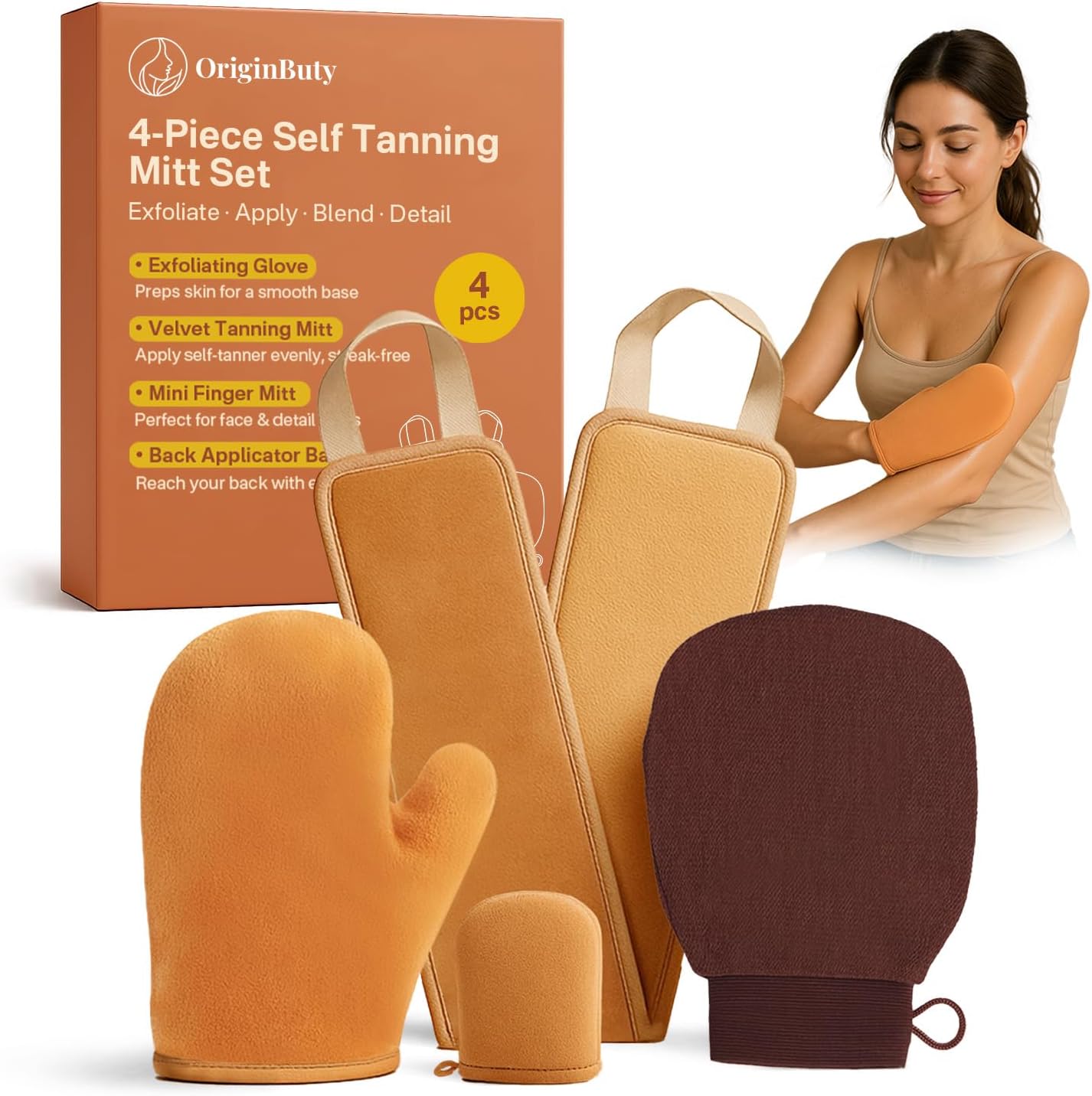 Self Tanning Mitt Applicator Kit, With Self Tanning Glove, Back