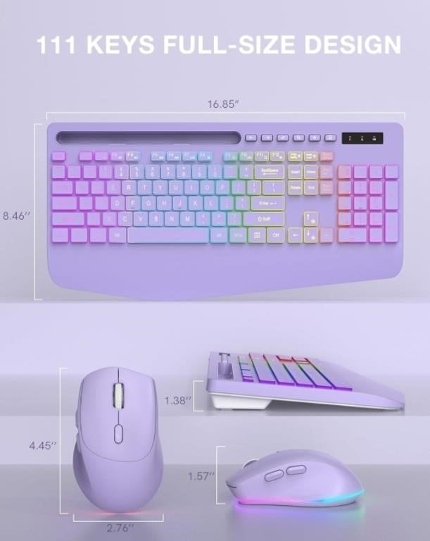 SABLUTE Wireless Keyboard and Mouse Combo, (Lavender Purple)