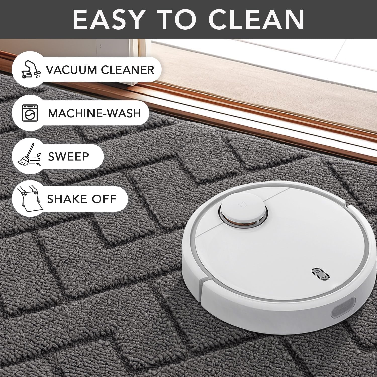 hicorfe Indoor Doormat, (Grey),24"x35"