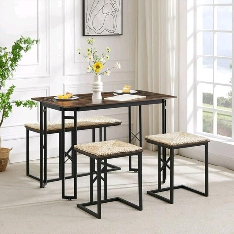 VECELO 4-Piece Dining Table Set BrownI