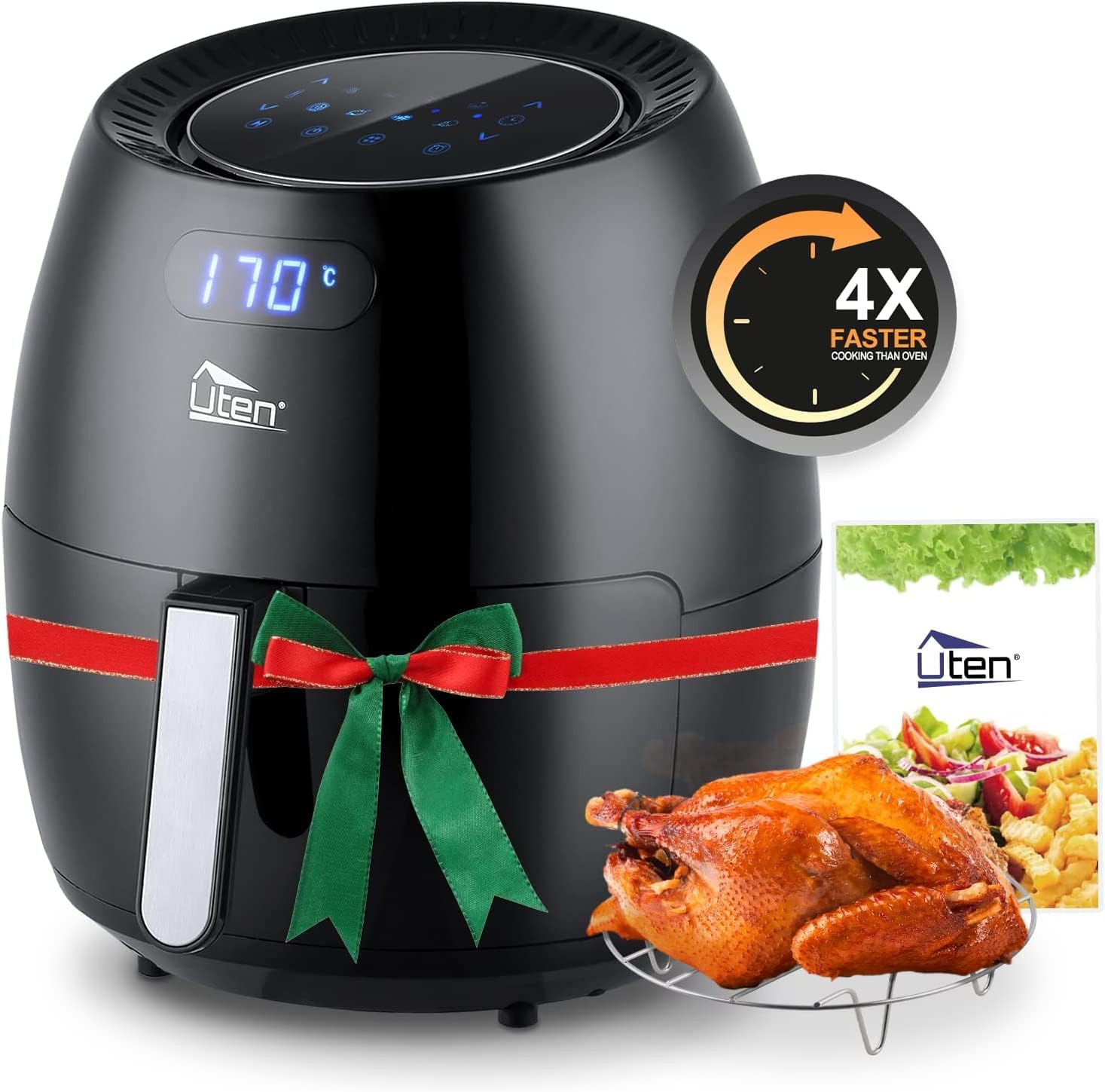 Uten Air Fryer 6.9QT/6.5L, 1700W High-power 8 in 1 Deep Frying Mode, Black |