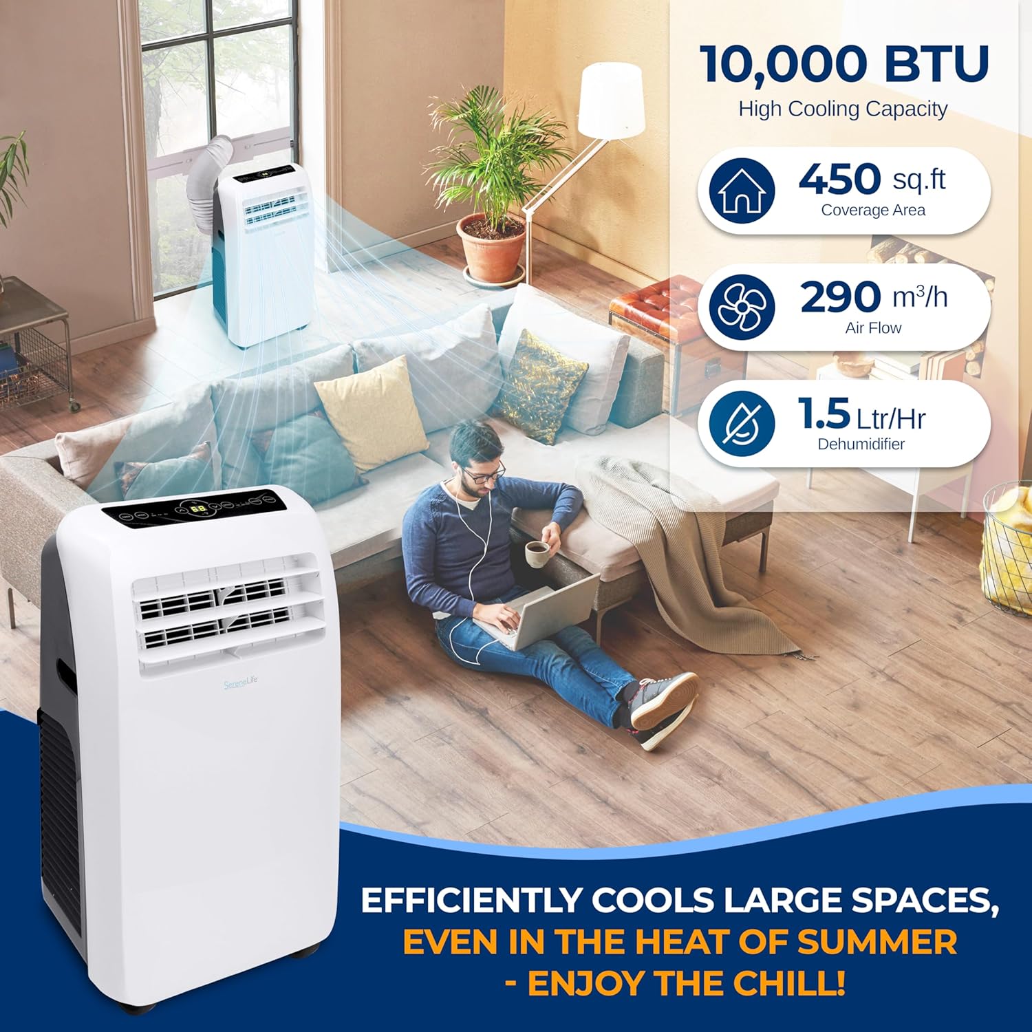 Serene Life Portable Electric Air Conditioner Unit-900W 10,000 BTU