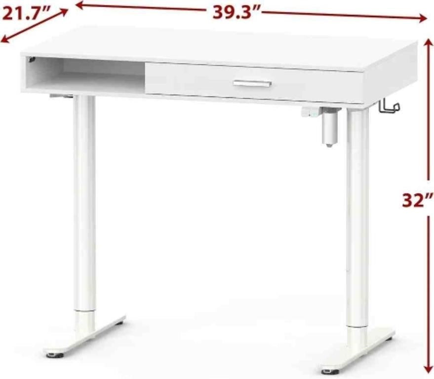 SHW 40-Inch Height Adjustable Claire Electric Standing Desk, White