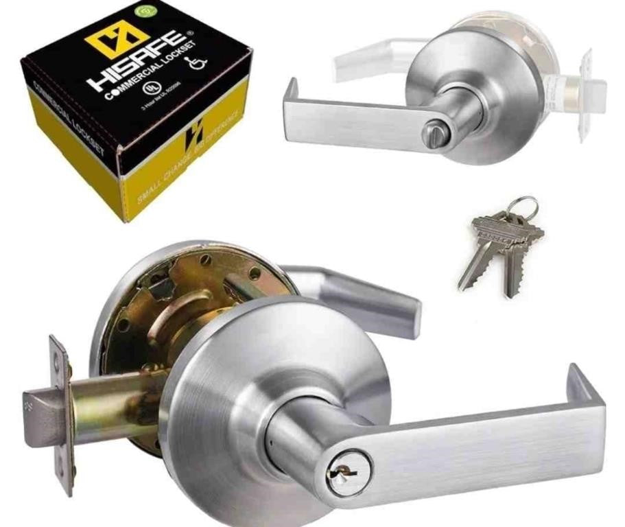 Keyed Entry Grade 1 Commercial Door Locks Heavy Duty Office Lever 2-3/4''Backset,