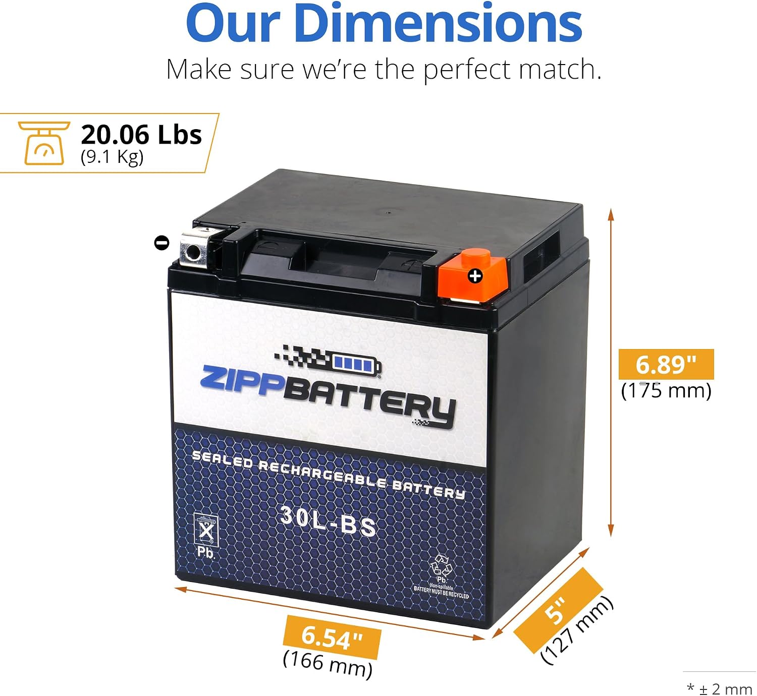 ZIPPBATTERY YTX30L-BS 12V 385 CCA AGM