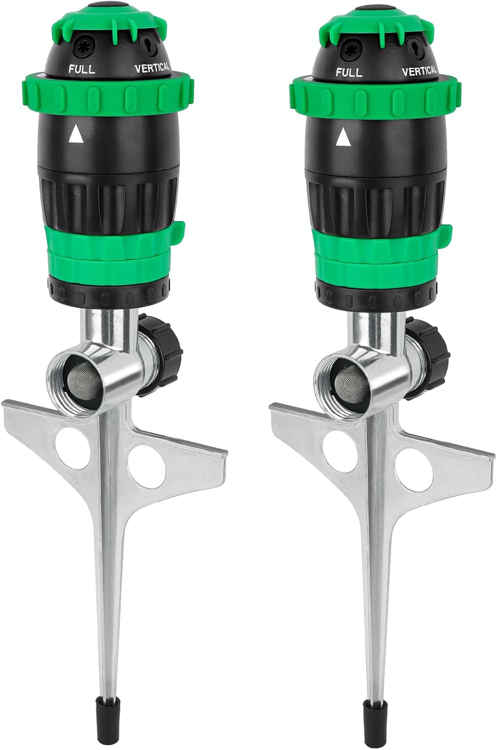 RESTMO 2 Pack Gear Drive Sprinkler with Metal T-Spike Base, Green