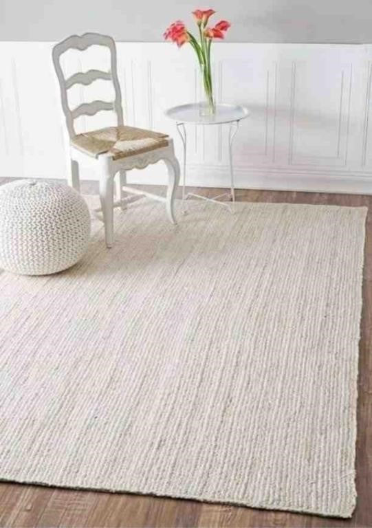 DecorAvenue Area Rugs Indian Handmade Natural, 12' Ft Square, Off White