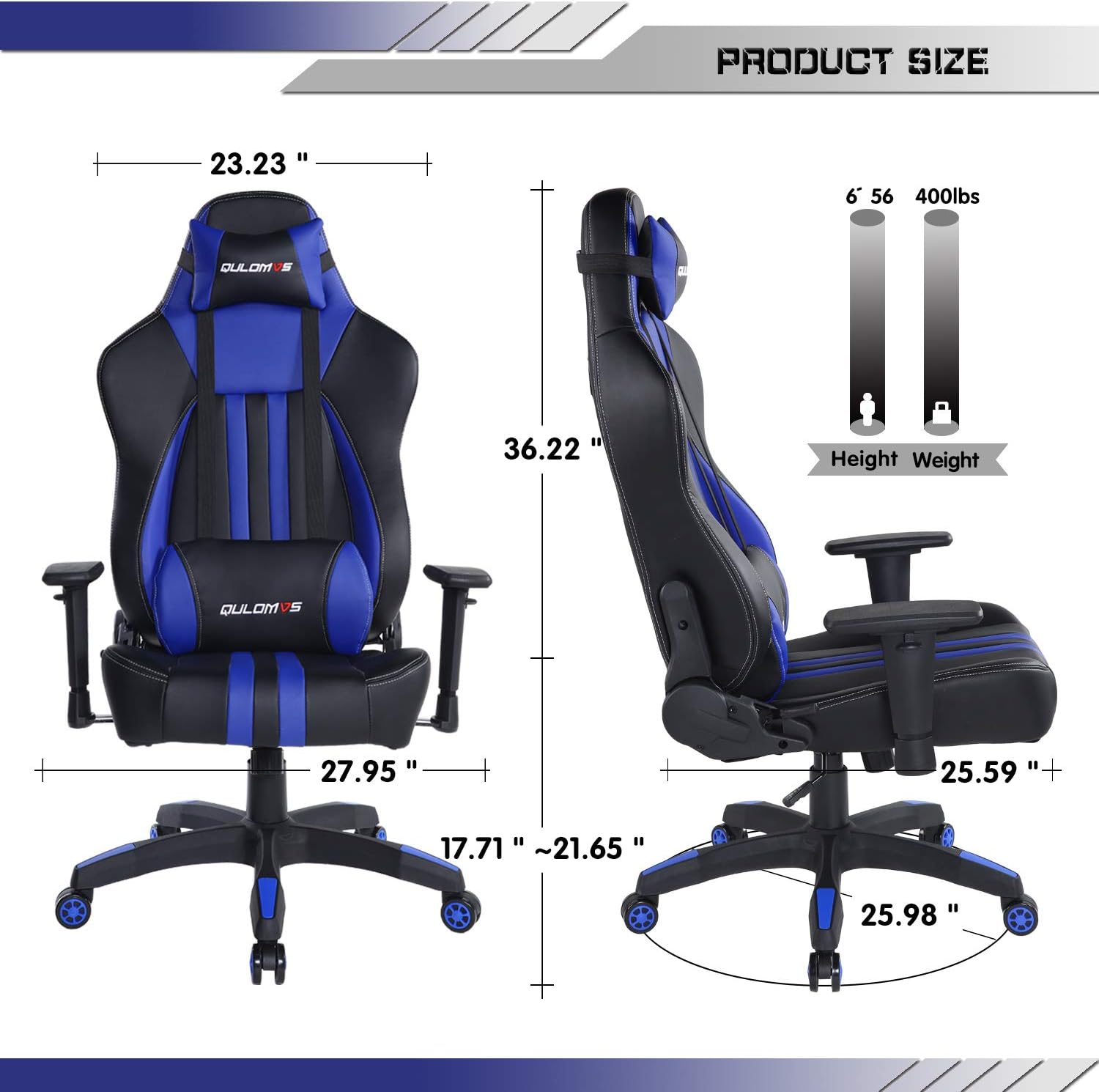 Gaming Chair for Adults, SL-CA2013, Blue/Black -