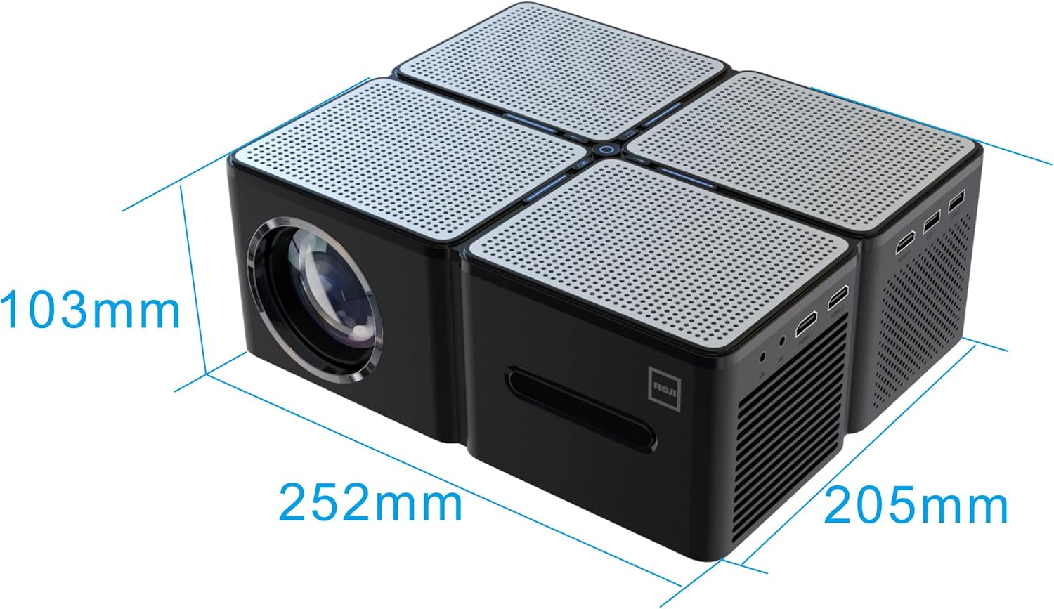 RCA RPJ167 WiFi Bluetooth Projector 4K Supported, Laptop Black
