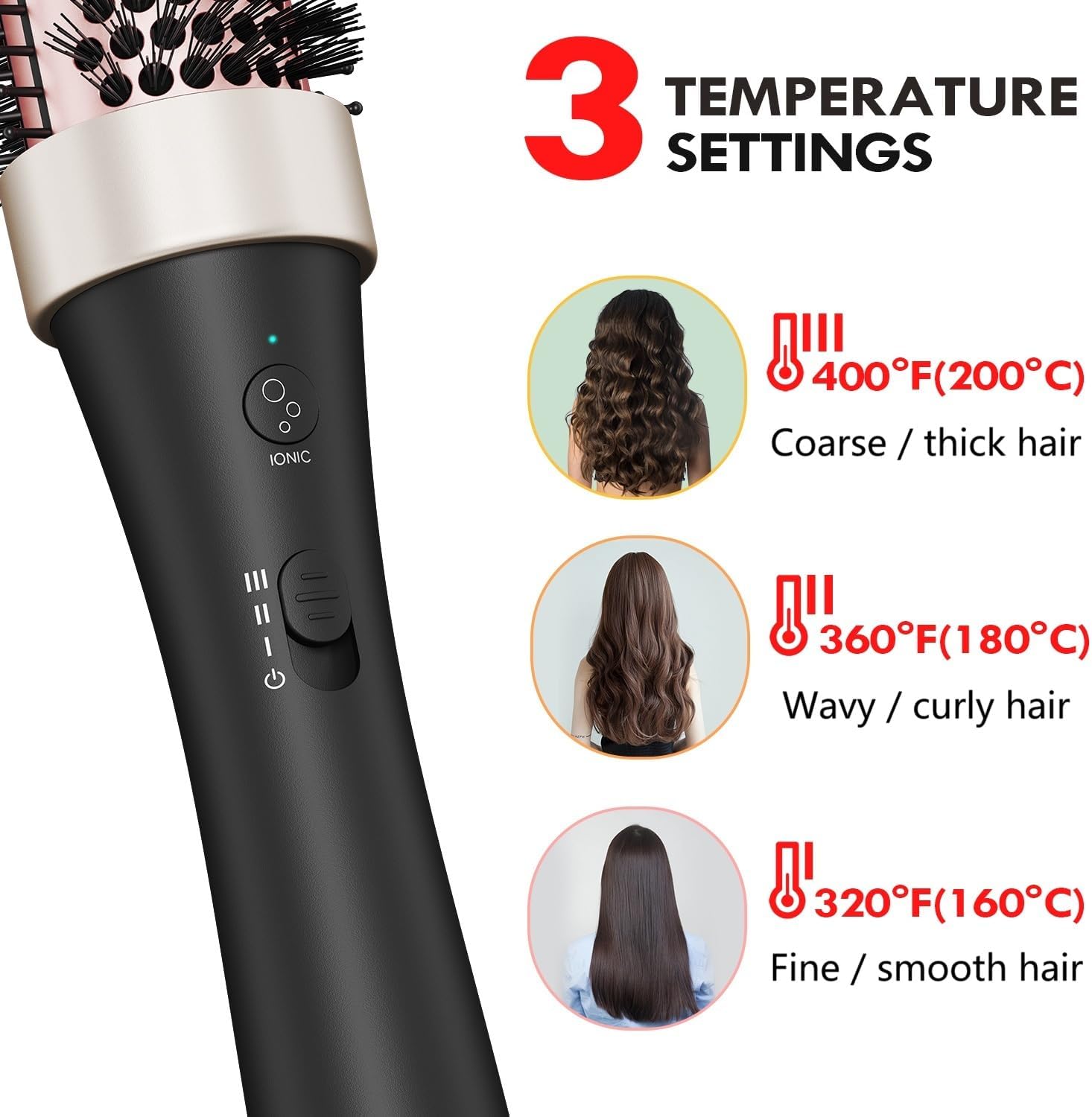GETLL Ionic Thermal Brush Curling Iron Brush 1.5 Inch