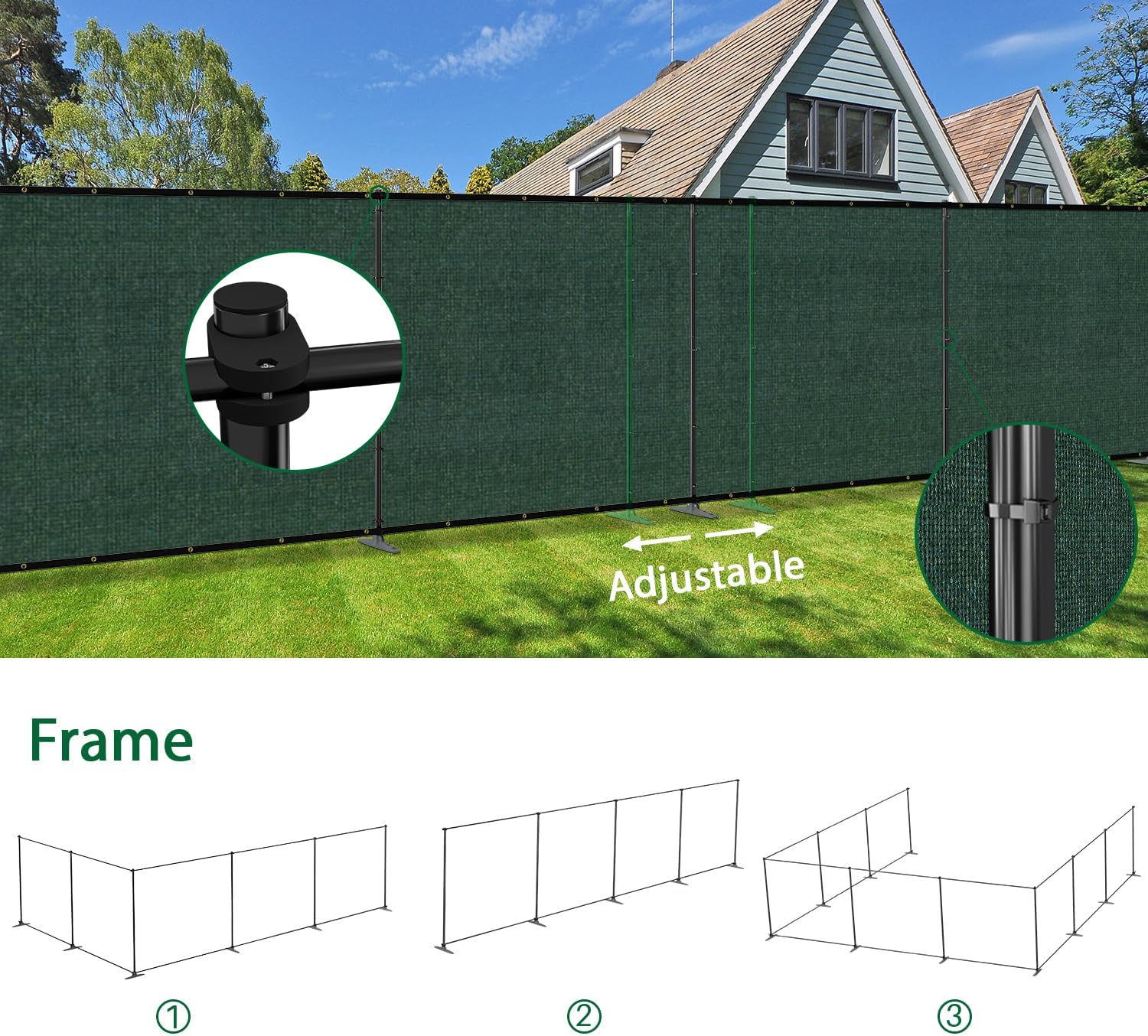 6'Hx24'W Outdoor Freestanding Privacy Screen Fence Panels, BLACK