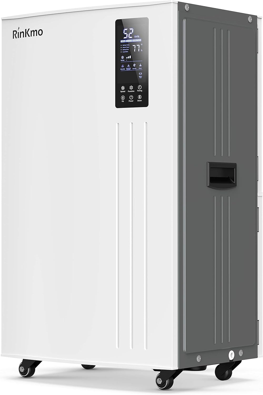 RINKMO 296 Pint Commercial Dehumidifier 37 Gallons, Max 1900W, PD1201A, White/Grey