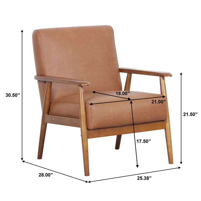 Wood Frame Faux Leather Accent Chair