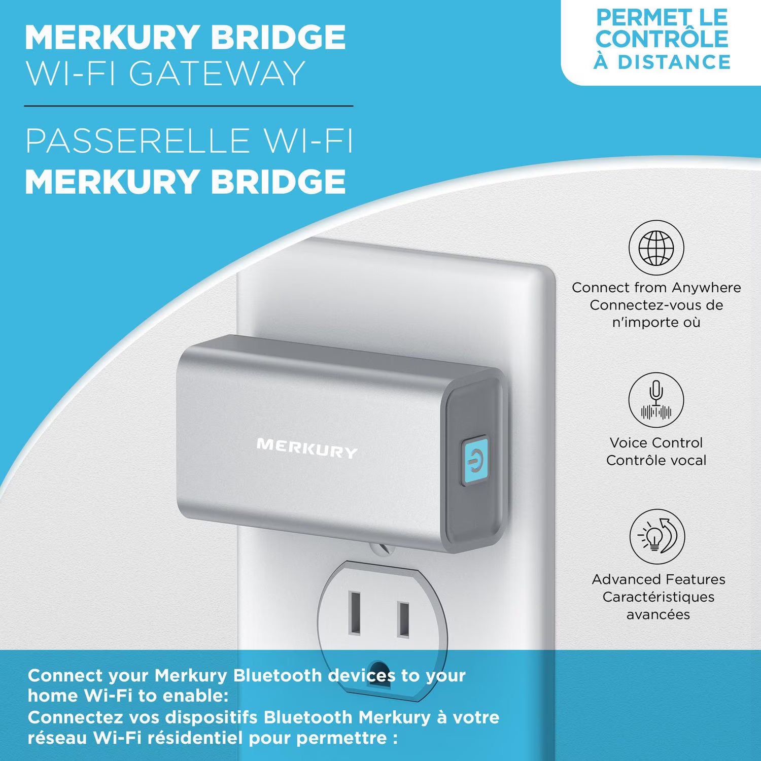 Merkury Bridge Wi-Fi Gateway, Voice control, remote control