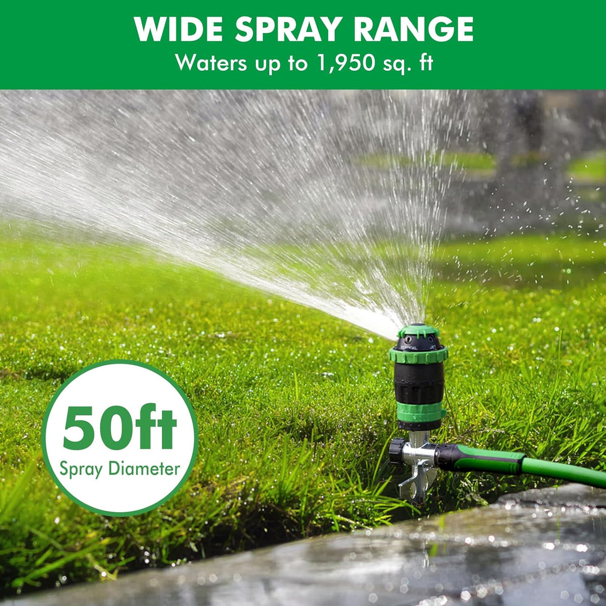 RESTMO 2 Pack Gear Drive Sprinkler with Metal T-Spike Base, Green