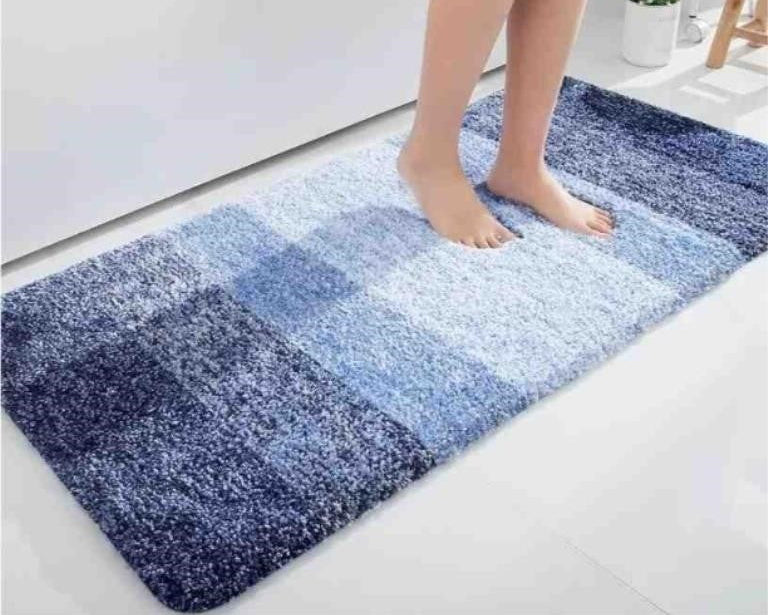 OLANLY Luxury Microfiber Bath Mat, 24x47, Navy