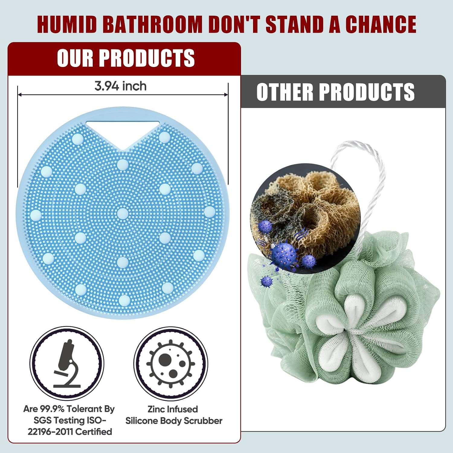 XCRUCC silicone body scrubber Light Blue