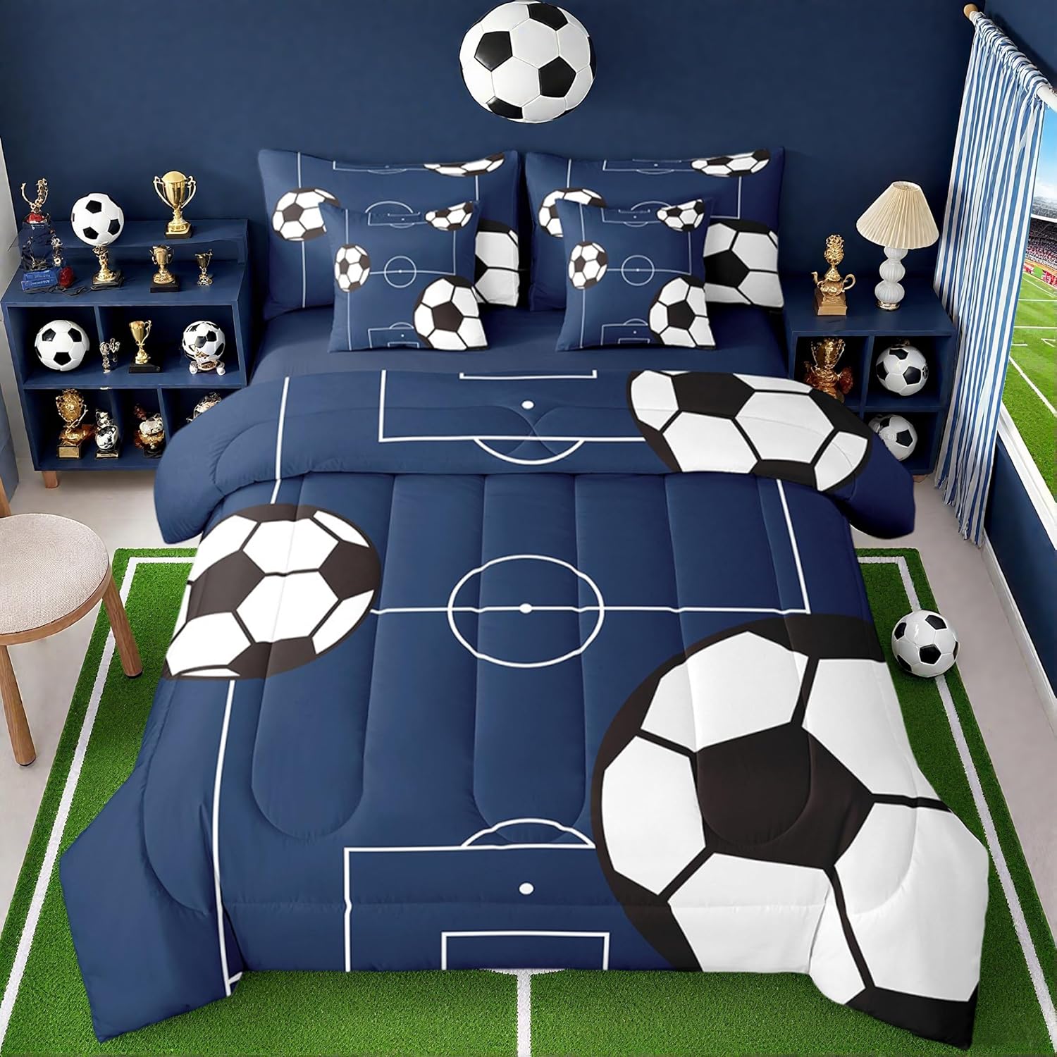Feelyou Football Bedding Set Twin Size 7 Piece