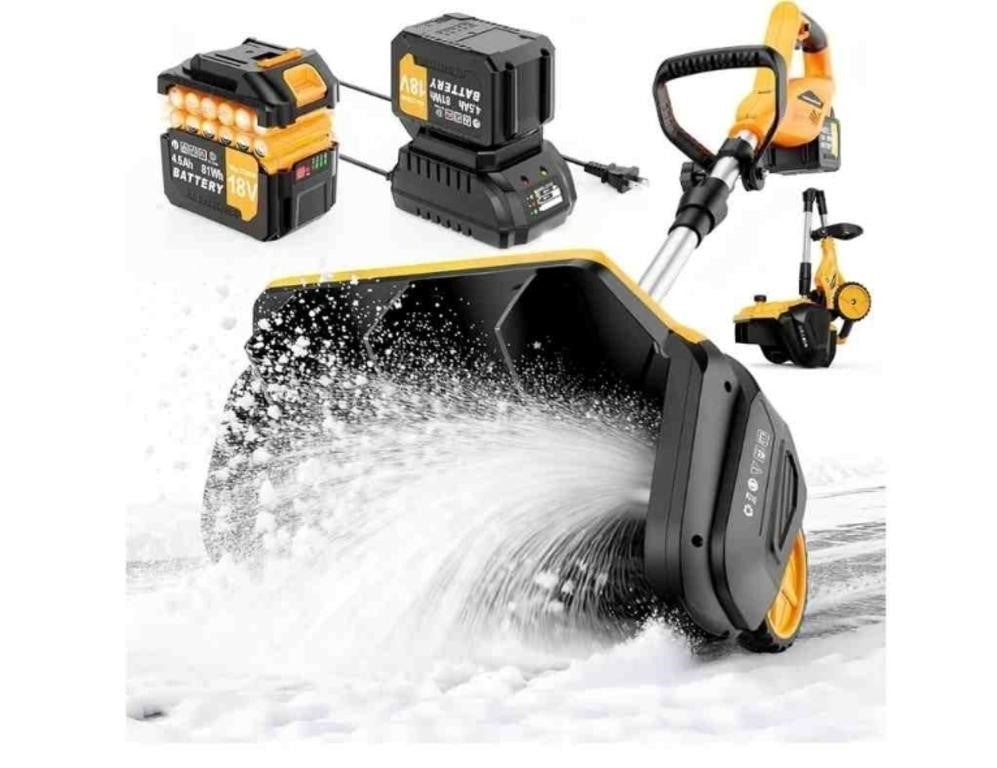 17-Inch Cordless Snow Shovel with Wheels,