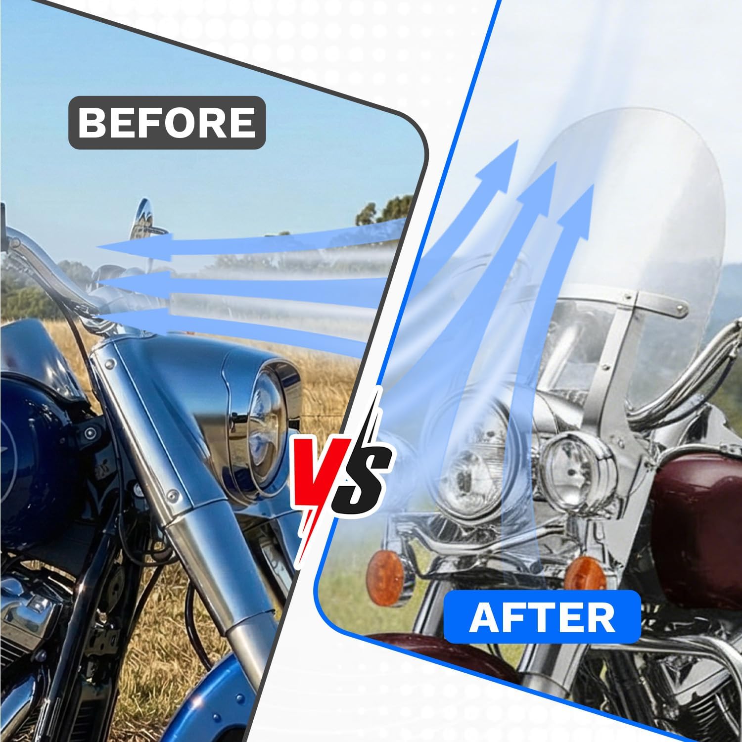 CHIFUN 15" Shorty Clear Windshield for 2018-2025 Fat Boy, (Chrome Clamp)