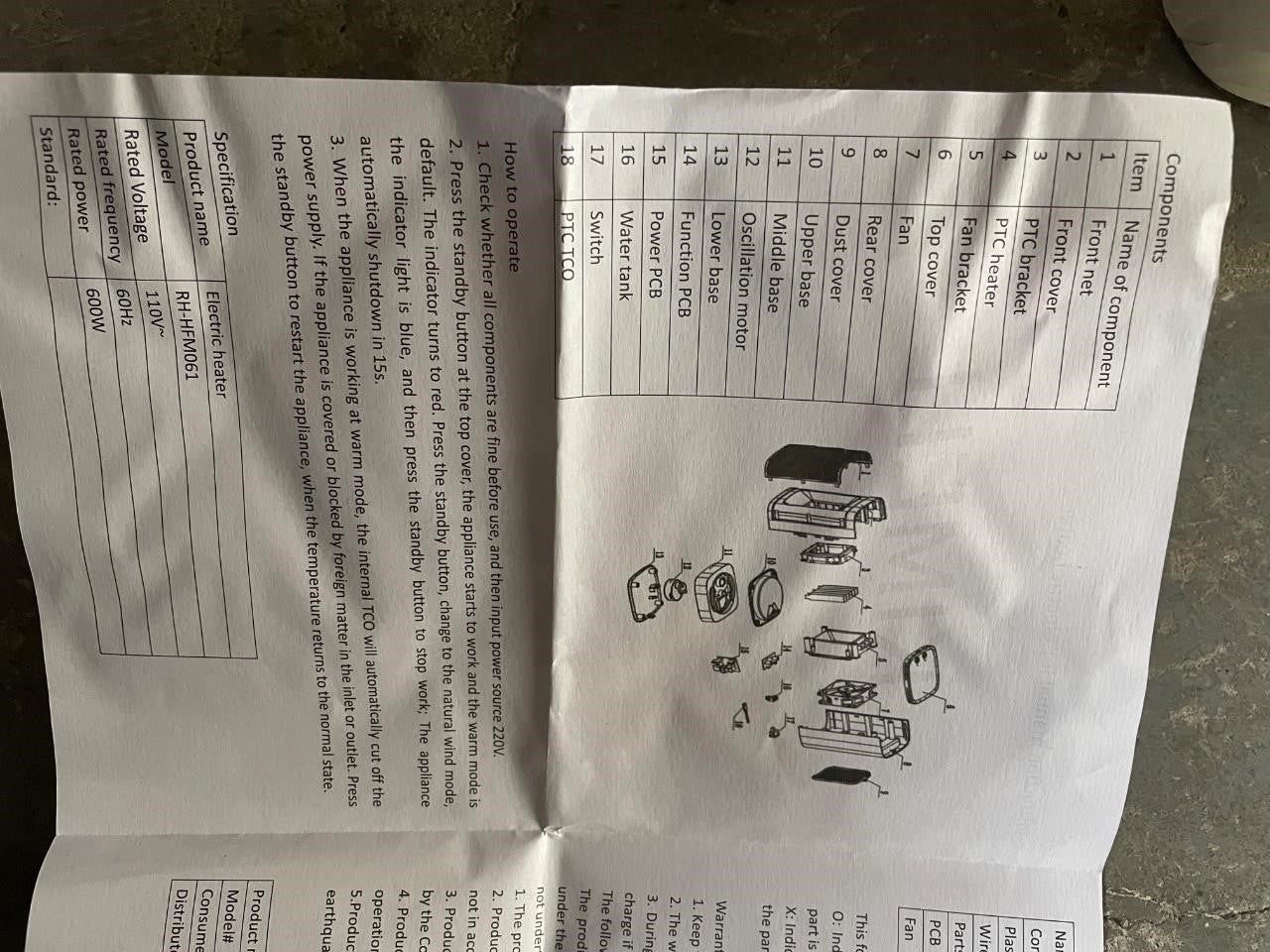 Portable 600W Space Heater CY31021