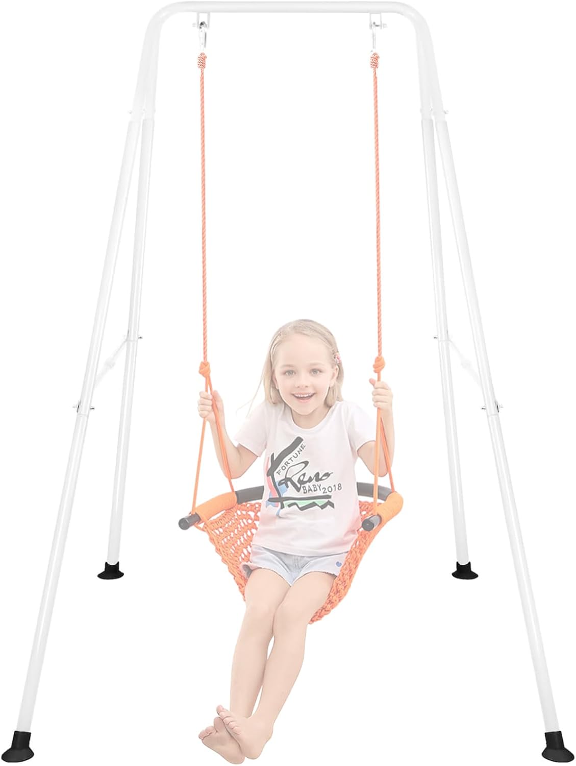 Foldable Baby Swing Frame, Swing Stand for Kids, Gray-pink
