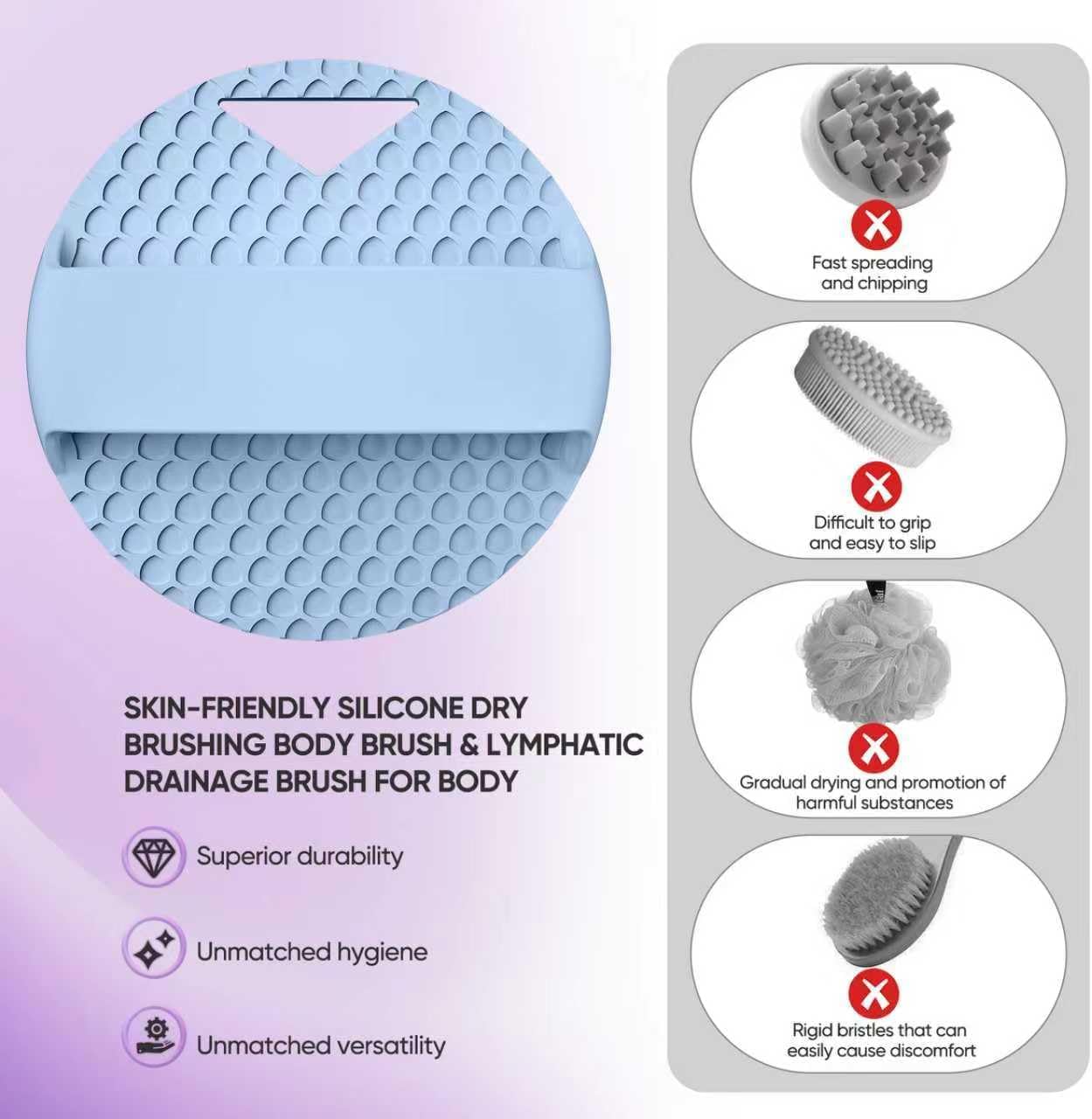 XCRUCC silicone body scrubber Light Blue
