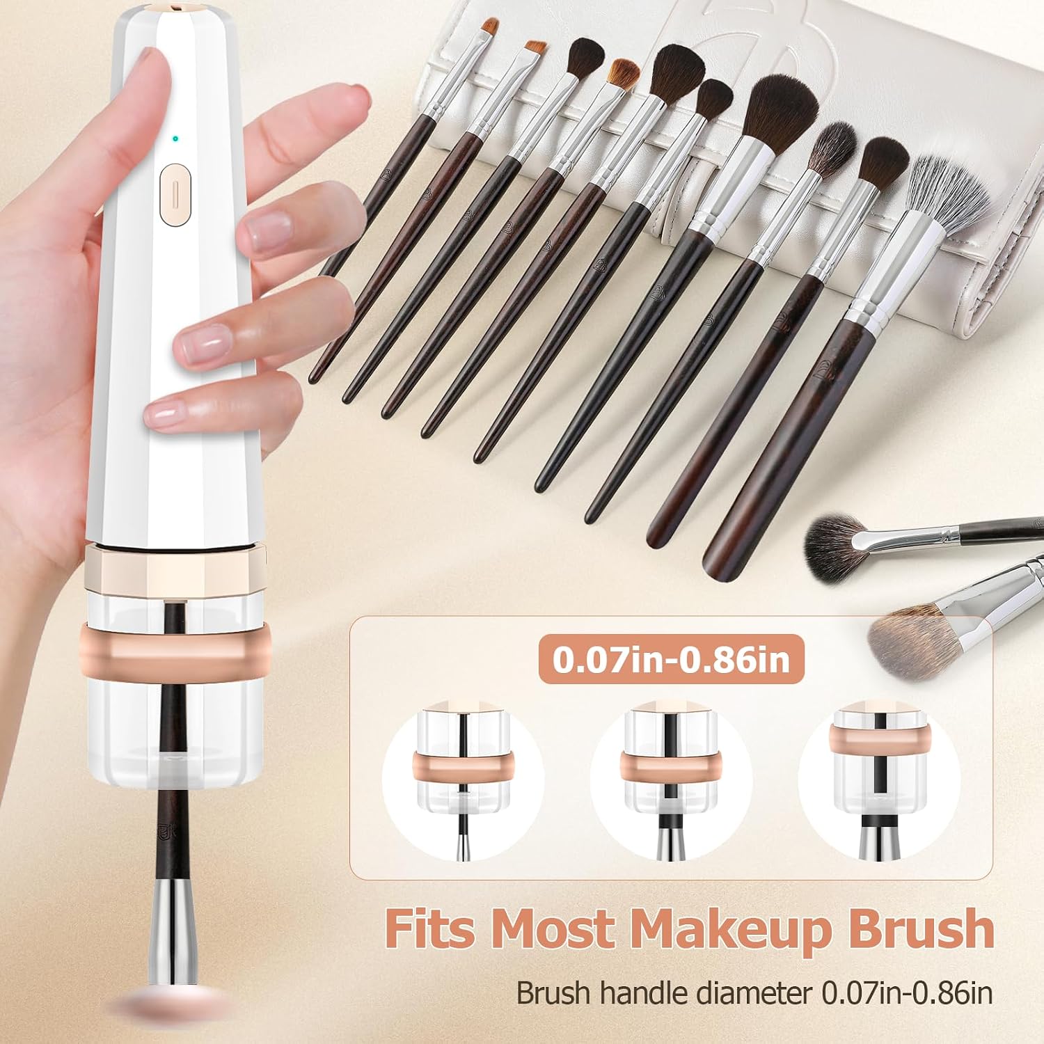 YLYYCC Electric Makeup Brush Cleaner Machine Fast Cleaning & Instant Dry. 8.4"×2.1", White
