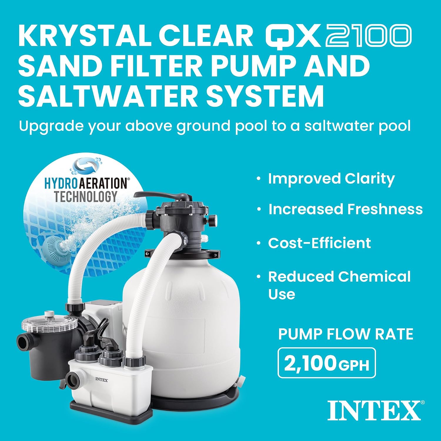INTEX Krystal Clear 2,100 GPH Sand Filter Pump and Pool Saltwater System