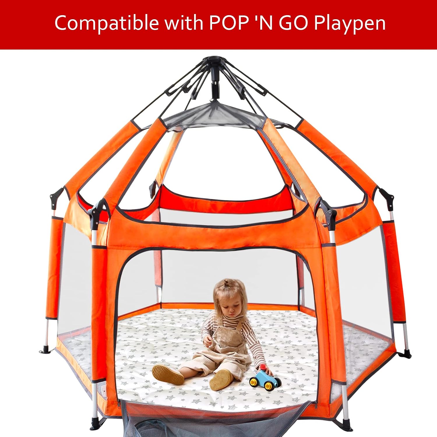 Hexagon Playpen Mat Compatible with POP 'N GO Baby Playpen, 59 Inch