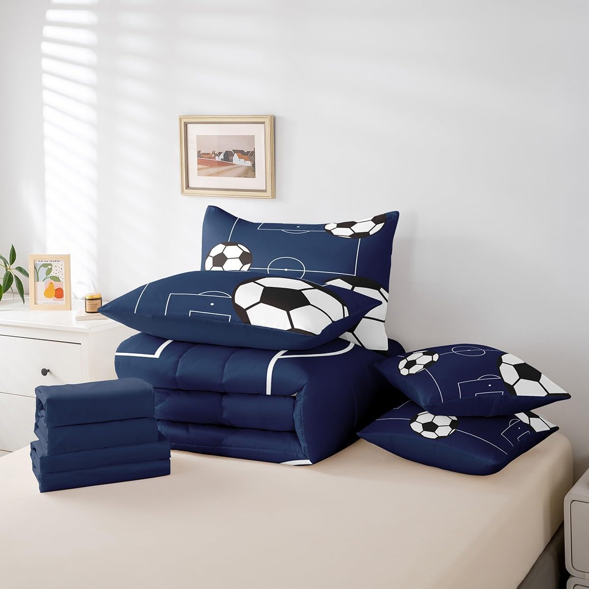 Feelyou Football Bedding Set Twin Size 7 Piece