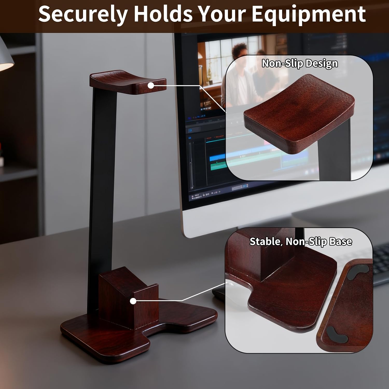 Vruelia Gaming Headset and Controller Stand, VD-4, Walnut Wood